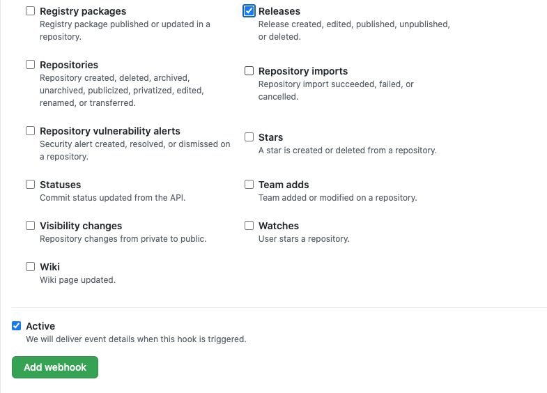 screenshot of the add webhook process part 2
